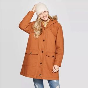 Universal Threads orange fur hood parka coat
